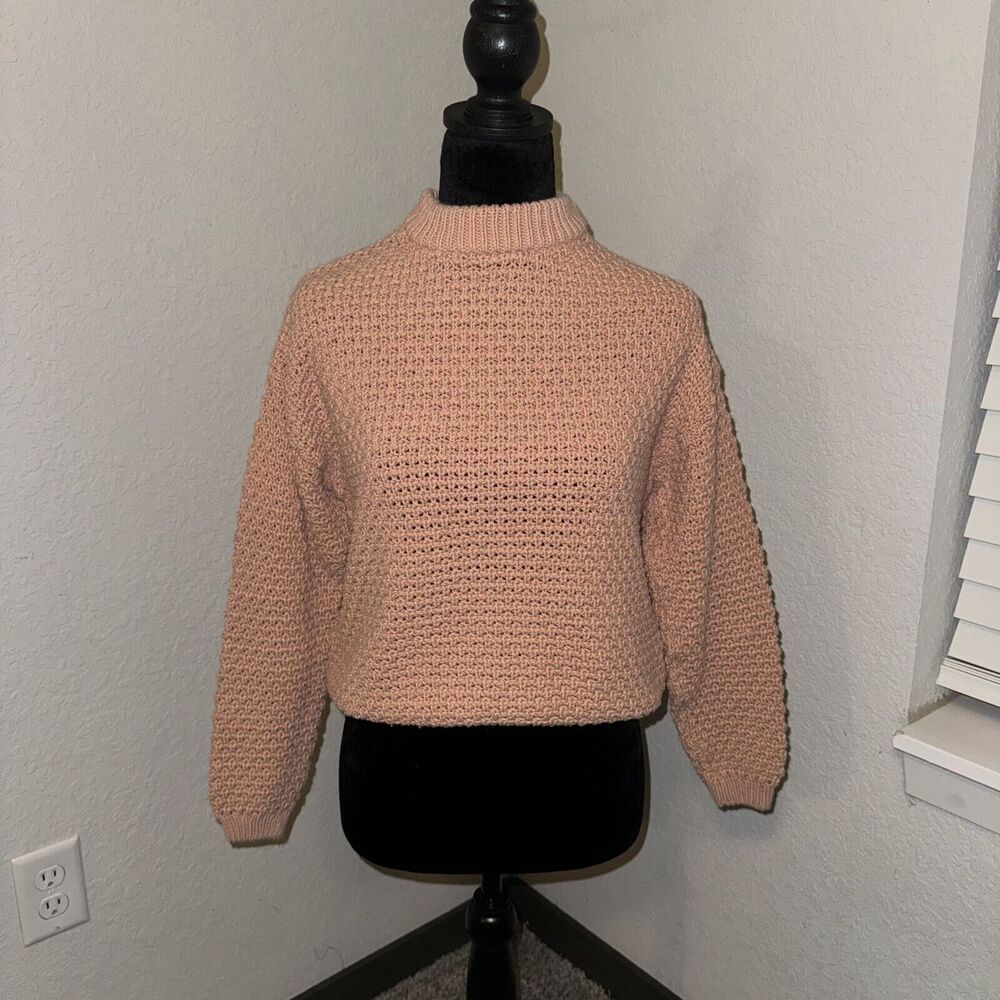 Universal Thread Sweater Womens XS Peach Chunky Knit Cotton Long Sleeve Pullover